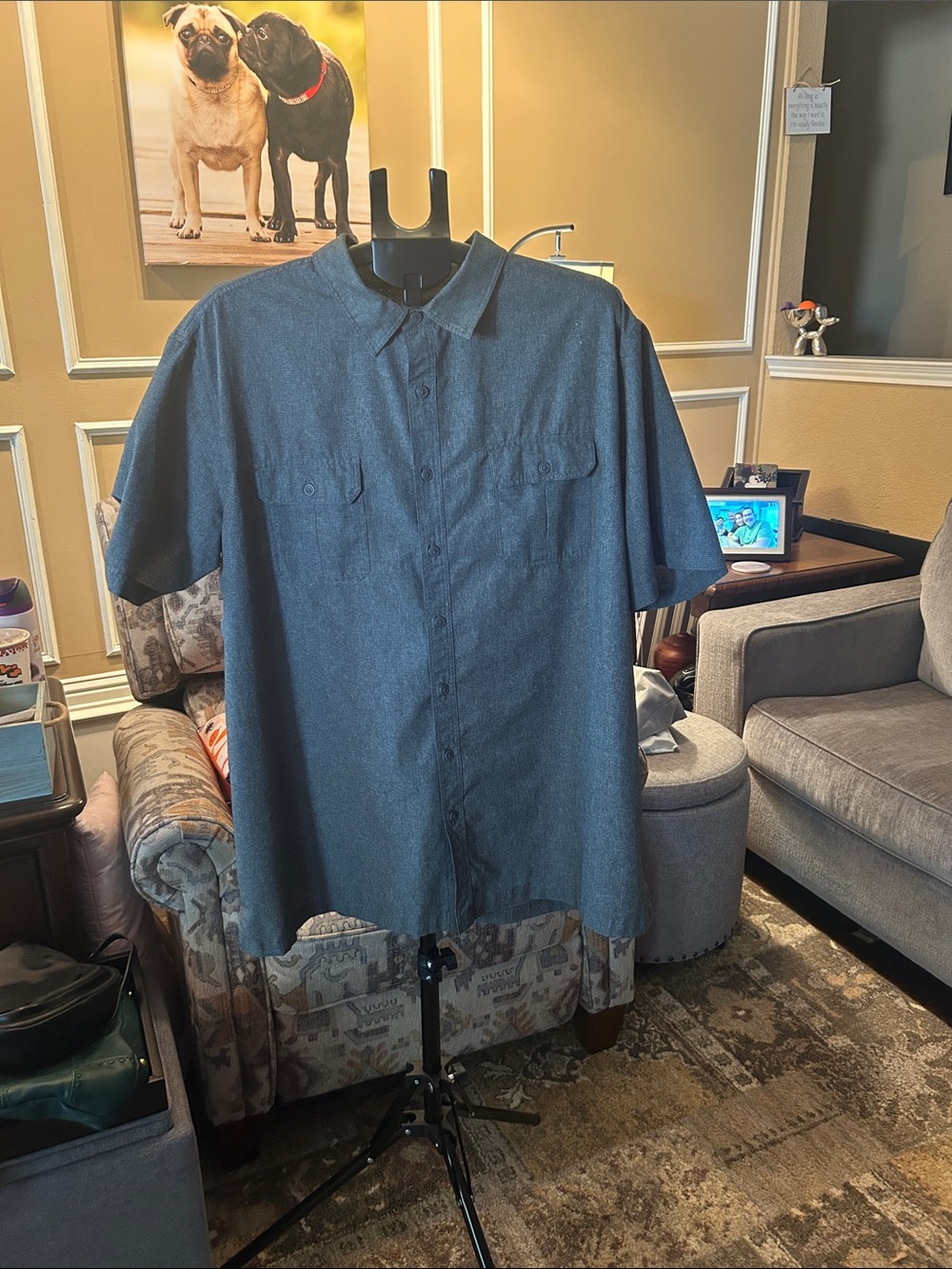 croft & barrow Dark Blue Short-Sleeve Button-Down Shirt
